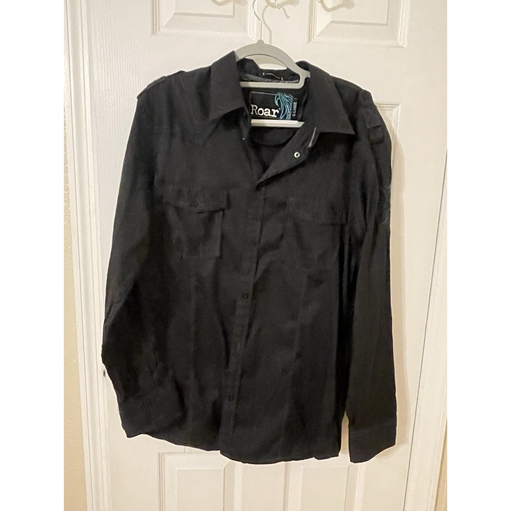Roar Signature Shirt Mens Extra Large Black Long Sleeve Button Up